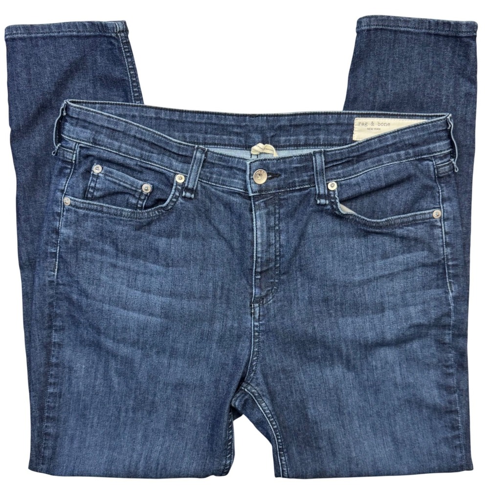 Rag & Bone 32 Cate Mid-Rise‎ Ankle Skinny Jeans April Dark Wash Stretch